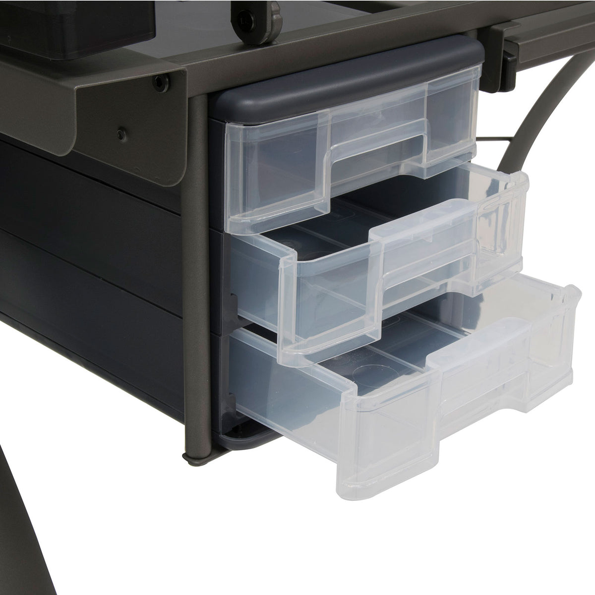 SD Studio Designs Futura Metal and Glass Desk, Pewter / Clear Glass (Open Box)