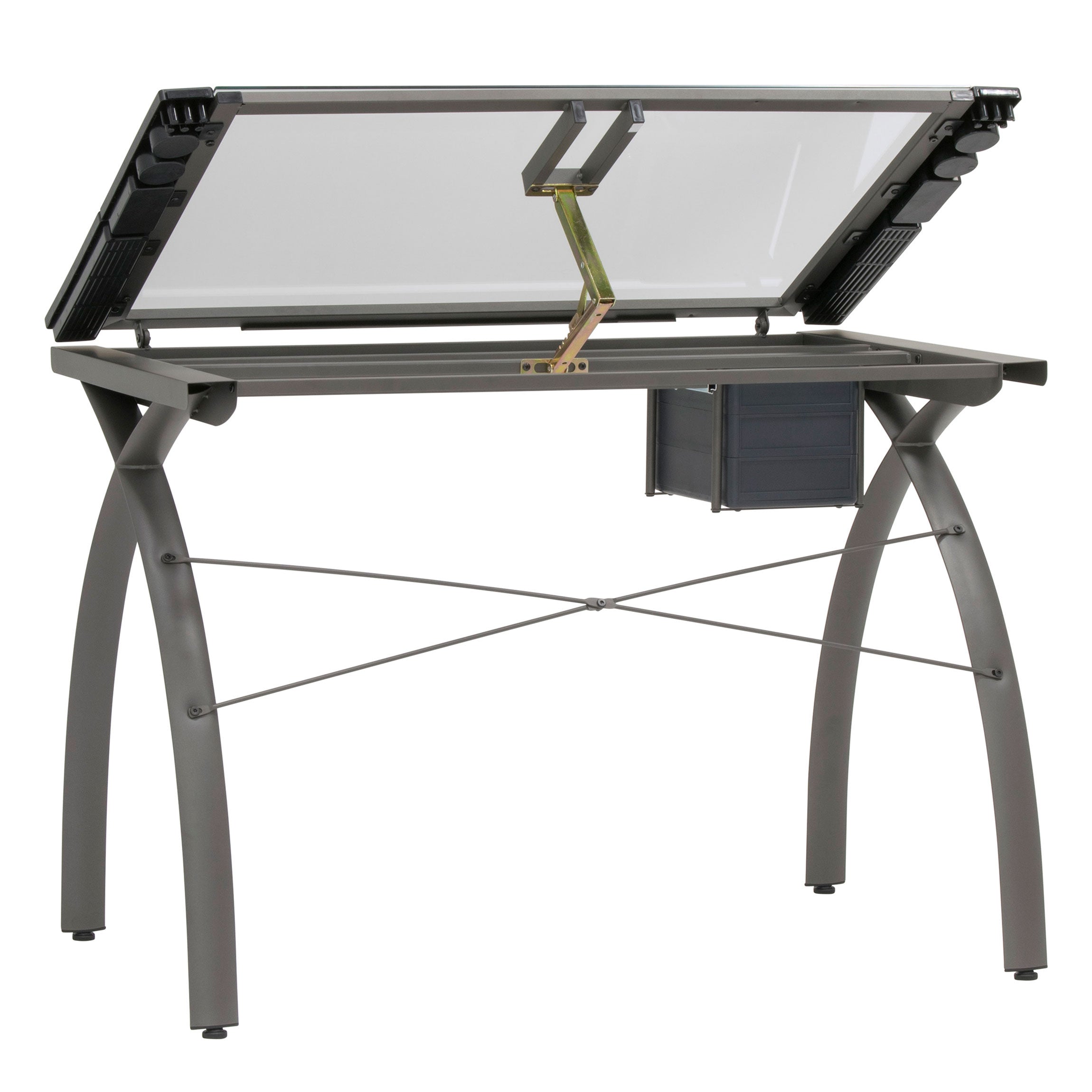 SD Studio Designs Futura Metal and Glass Desk, Pewter / Clear Glass (Open Box)