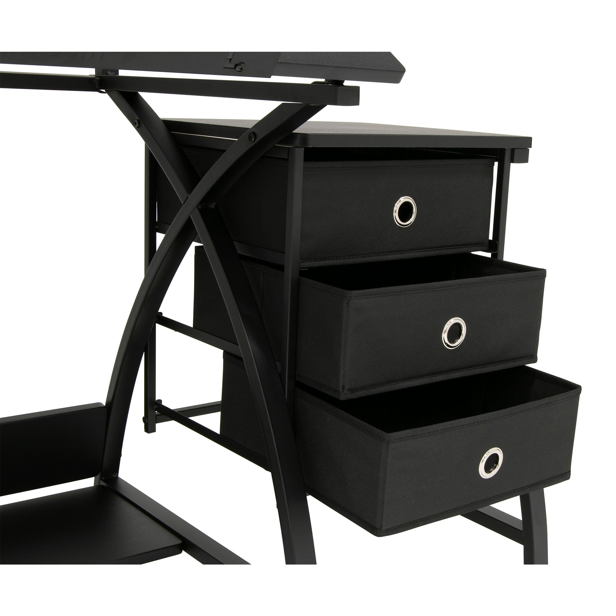 Studio Designs 2-Piece Craft Adjustable Tabletop w/ Storage & Stool Black (Used)