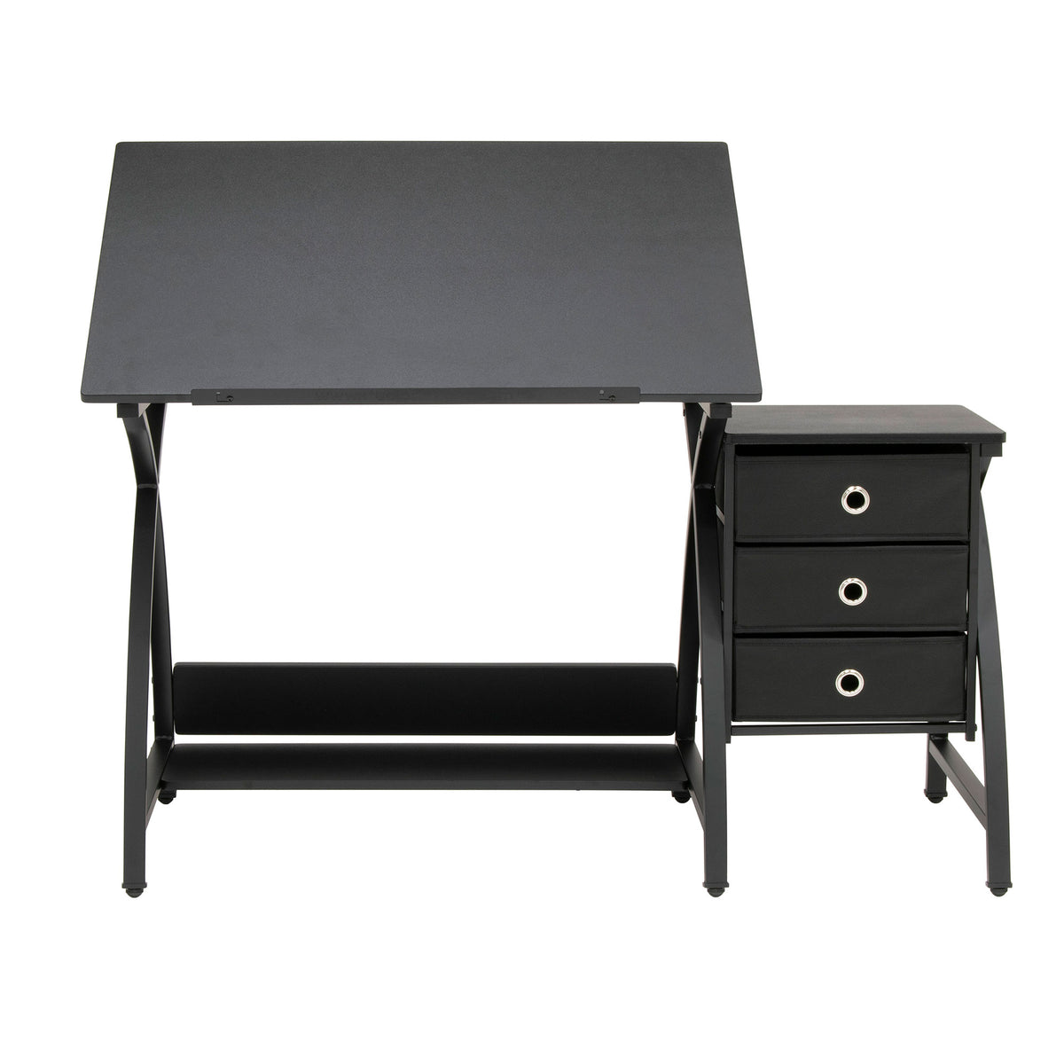 Studio Designs 2-Piece Craft Adjustable Tabletop w/ Storage & Stool Black (Used)