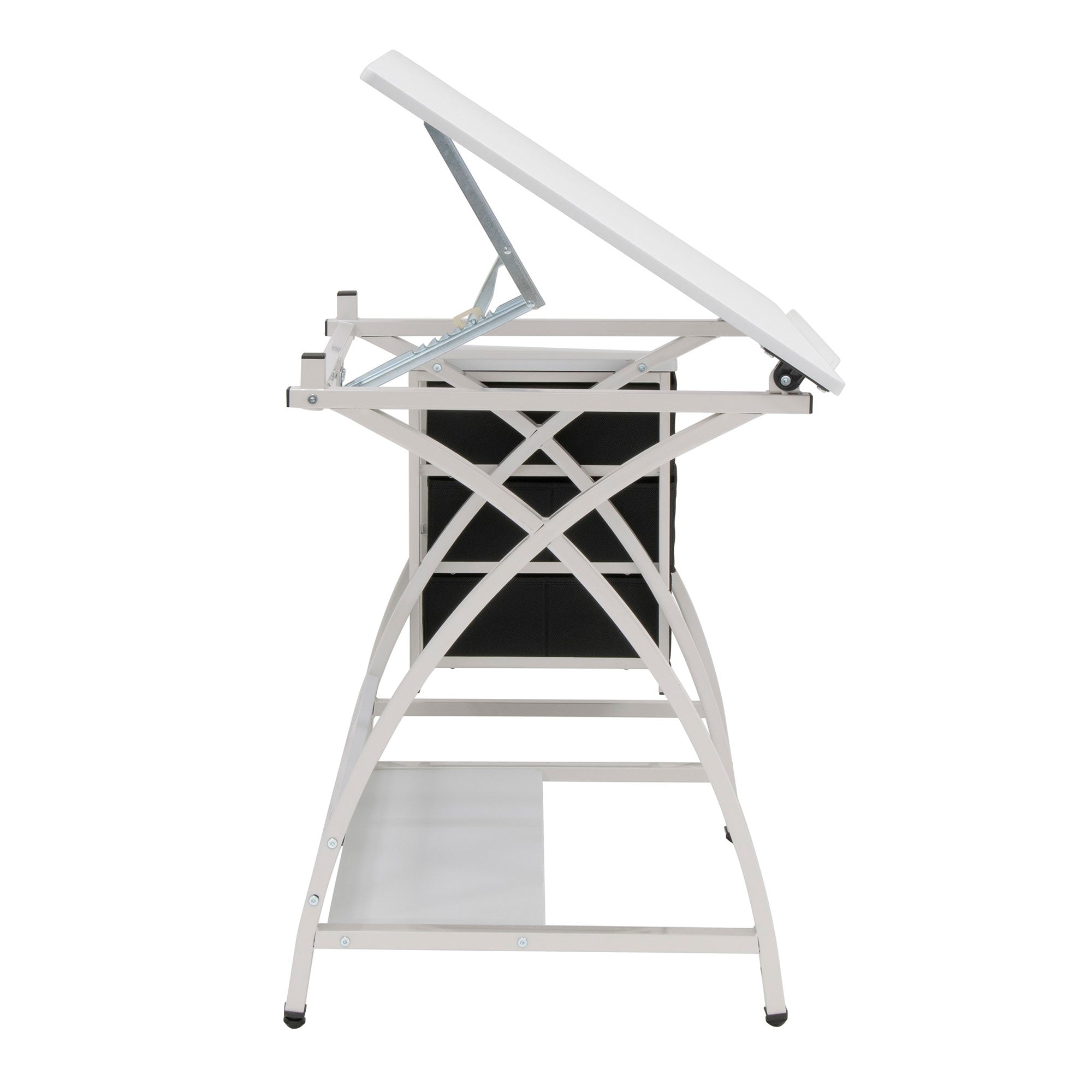 Studio Designs 2 Piece Table with Adjustable Top and Stool, White (Open Box)