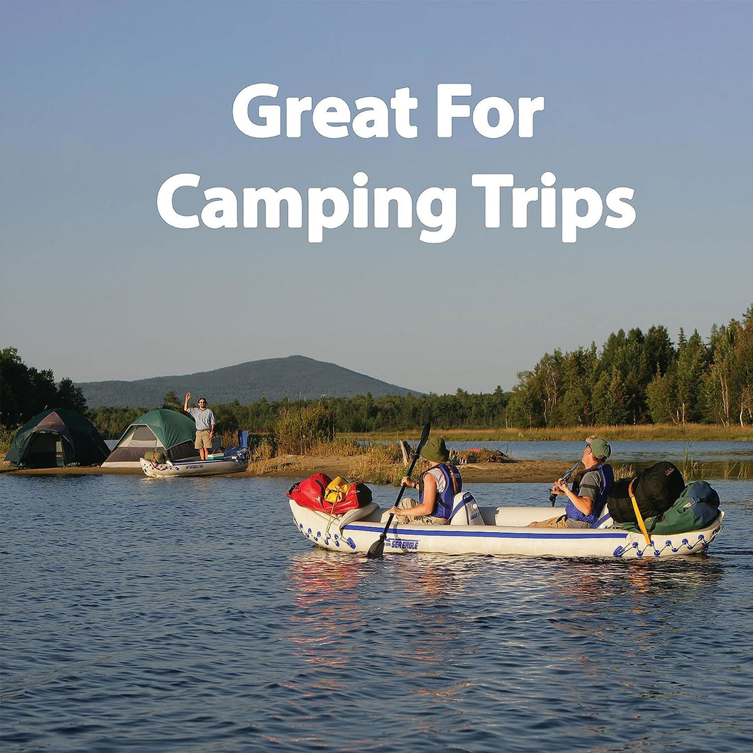 Sea Eagle 370 Pro 3 Person Inflatable Water Sport Kayak Canoe Boat with Paddles - VMInnovations