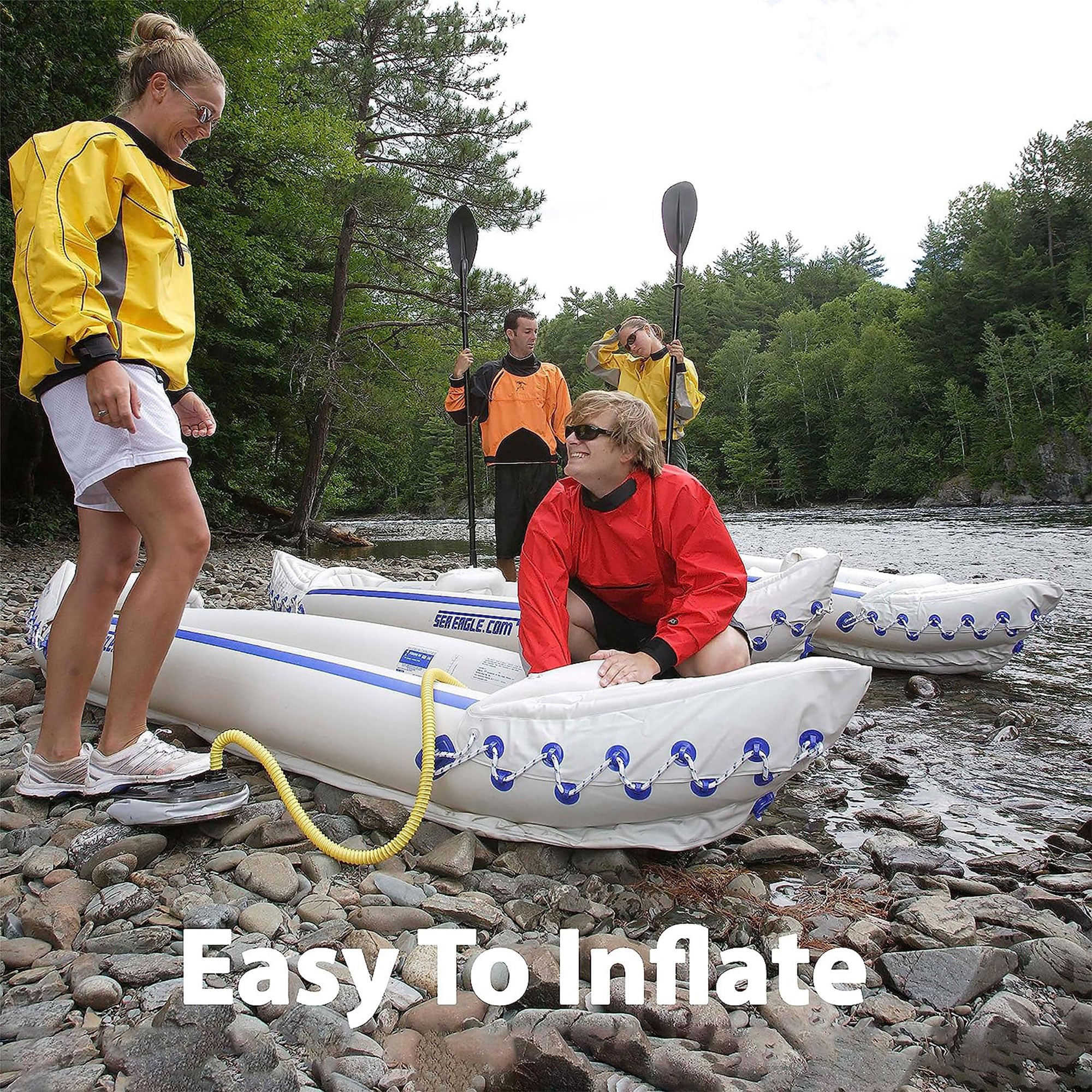 Sea Eagle 370 Pro 3 Person Inflatable Kayak Canoe Boat w/ Paddles (Open Box) - VMInnovations