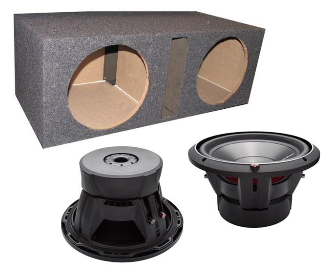 2) ROCKFORD FOSGATE P3D2-12 12" 2400 Watt 2-Ohm DVC Car Subwoofers + Sub Box