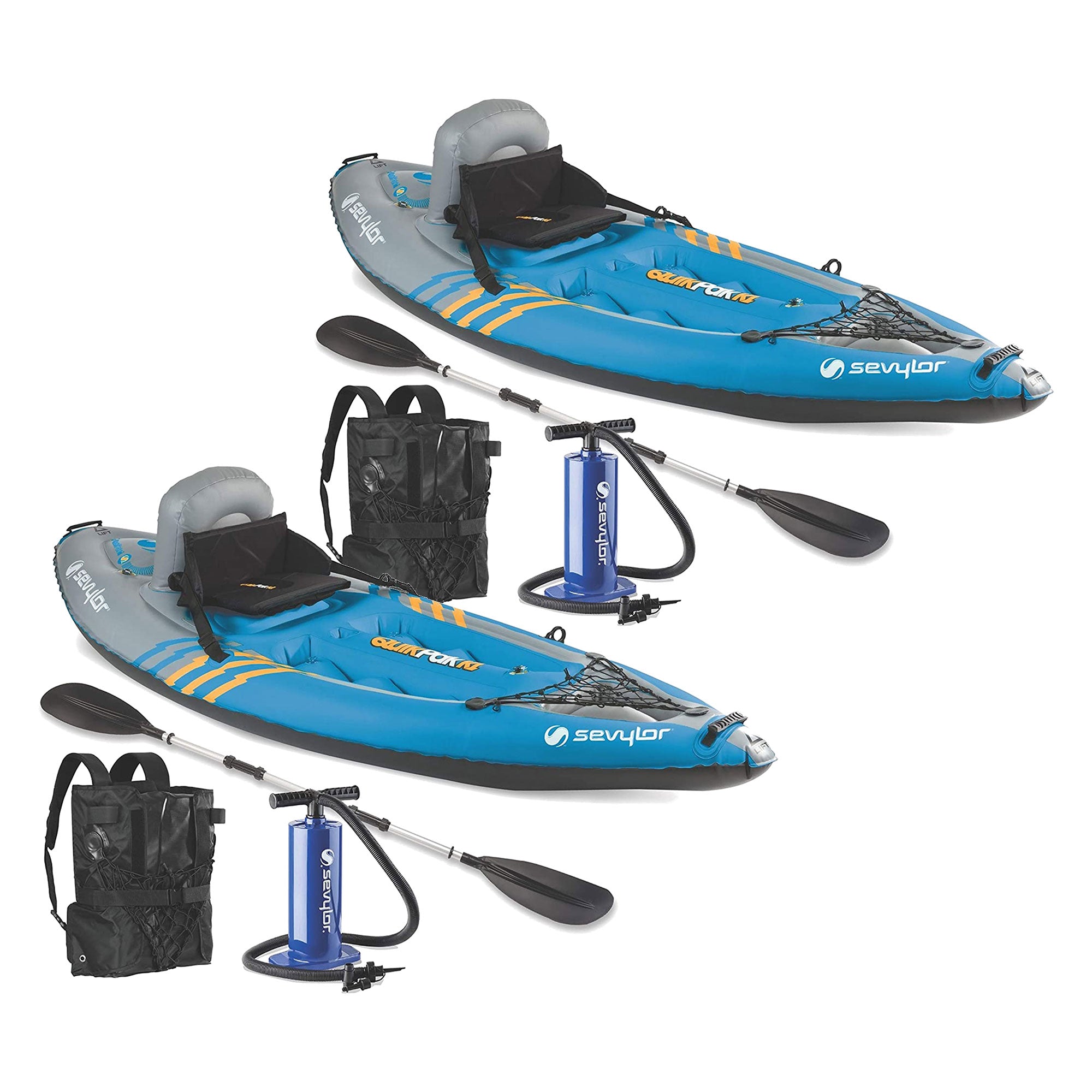 Sevylor K1 QuikPak 1 Person Coverless Sit On Top PVC Inflatable Kayak (2 Pack) - VMInnovations
