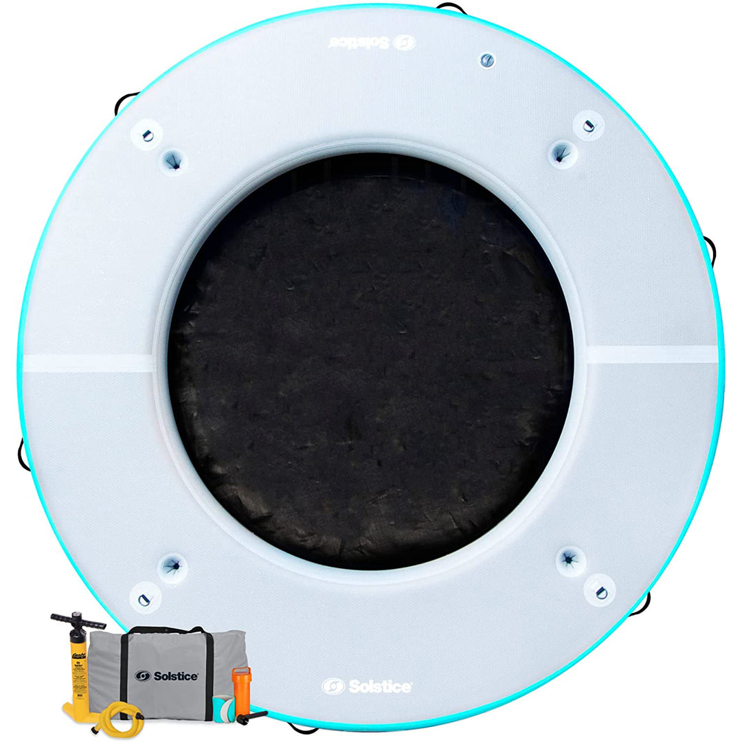 Solstice 10' Inflatable 7-10 Person Circular Mesh Dock Floating Island Platform - VMInnovations