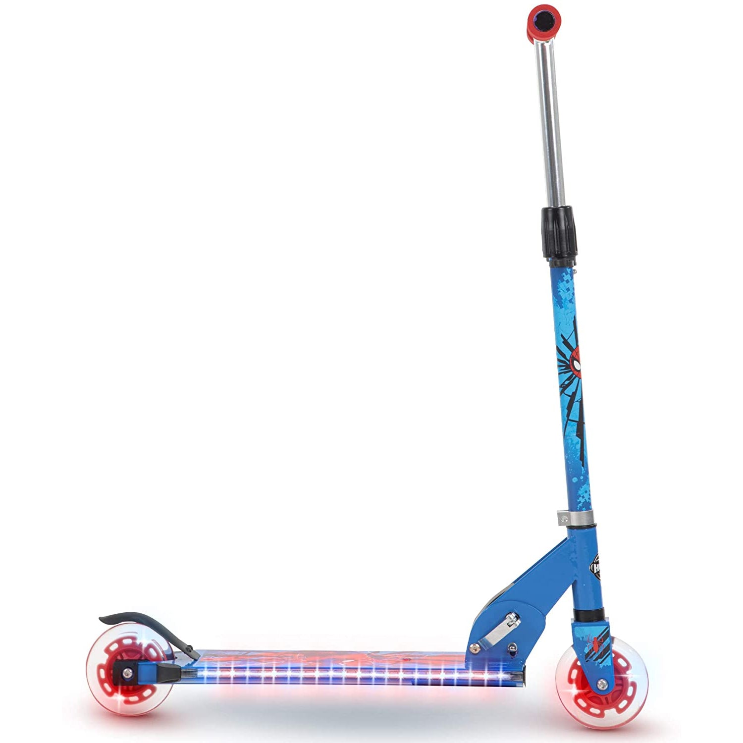 Huffy Marvel Spider-Man Kids Steel 2 Wheel Scooter w/ LED Lights (Open Box) - VMInnovations