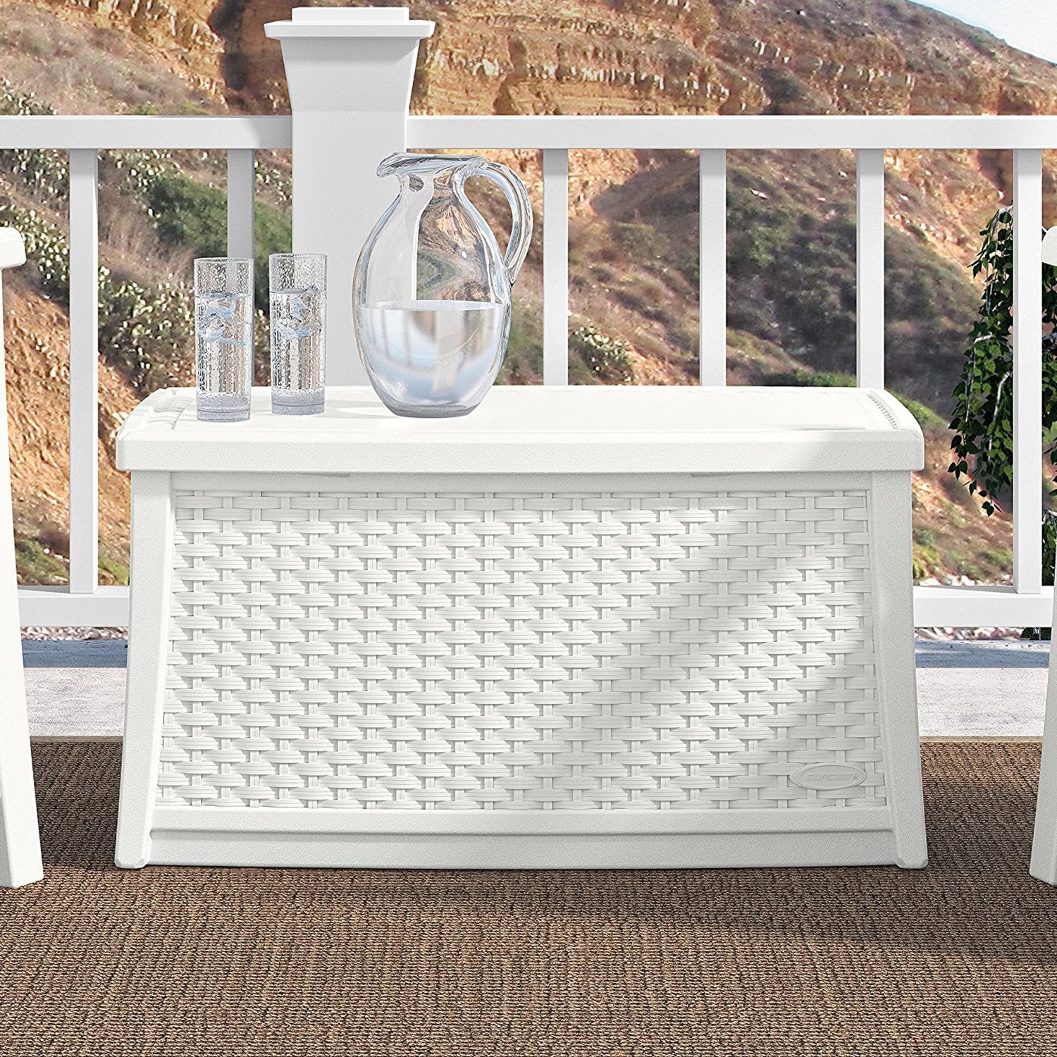 Suncast Patio Coffee Table, Loveseat w/ Storage, Club Chair w/ Storage (2 Pack) - VMInnovations