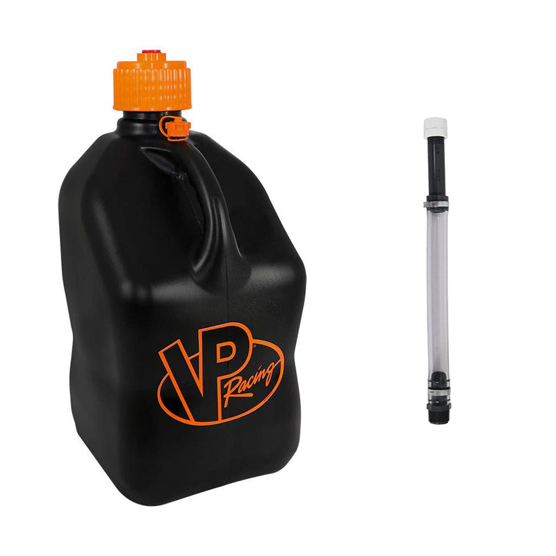 VP Racing Fuels 5.5 Gal Motorsport Utility Jug and 14 In Hose, Black and Orange
