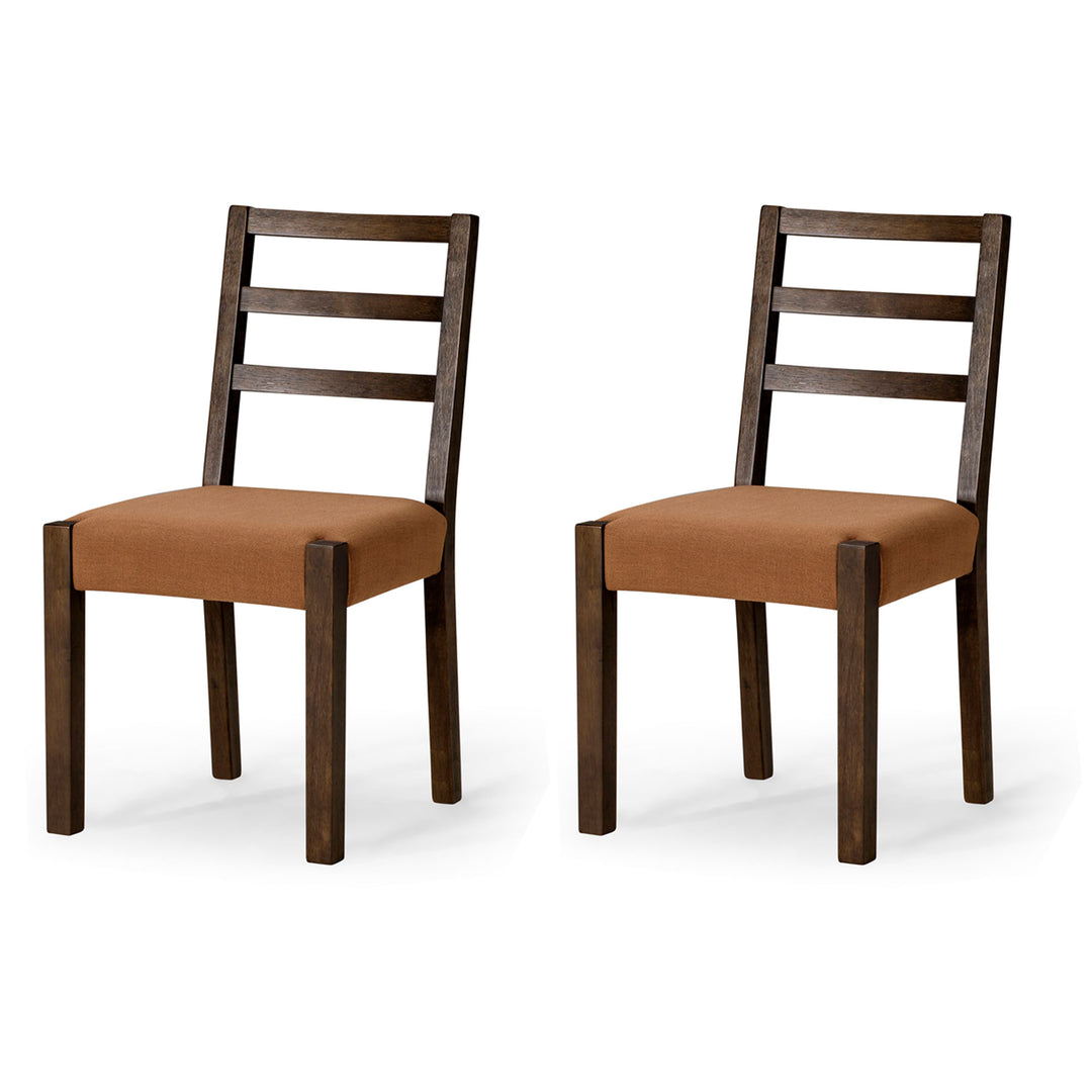 Maven Lane Rustic Dining Chair, Brown with Clay Canvas Fabric, 2pc (Open Box) - VMInnovations