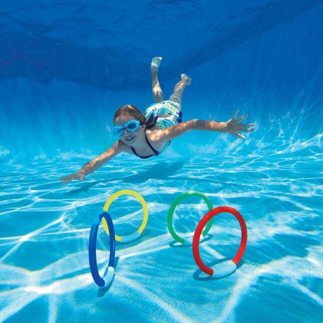 Intex Underwater Swimming / Diving Pool Toy Rings - (4 Pack) (Open Package)