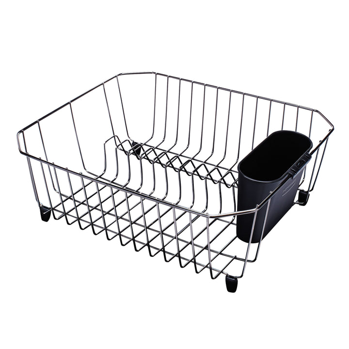Rubbermaid Home Kitchen Gadget Twin Sink 11 Slot Dish Rack Drainer, Black Chrome - VMInnovations