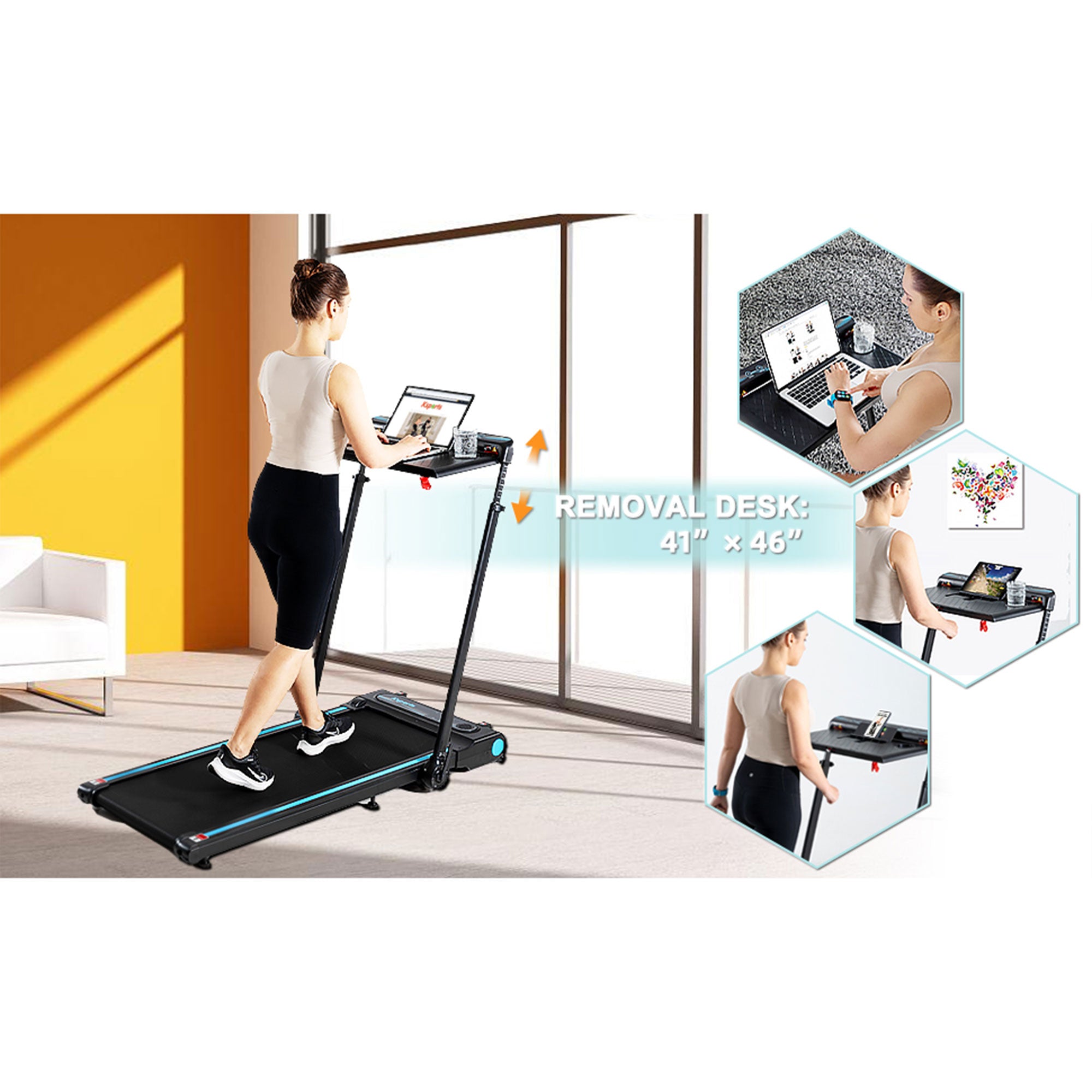 Ksports 3 in 1 Pro Electric Treadmill Cardio Strength Training Set, Navy (Used) - VMInnovations