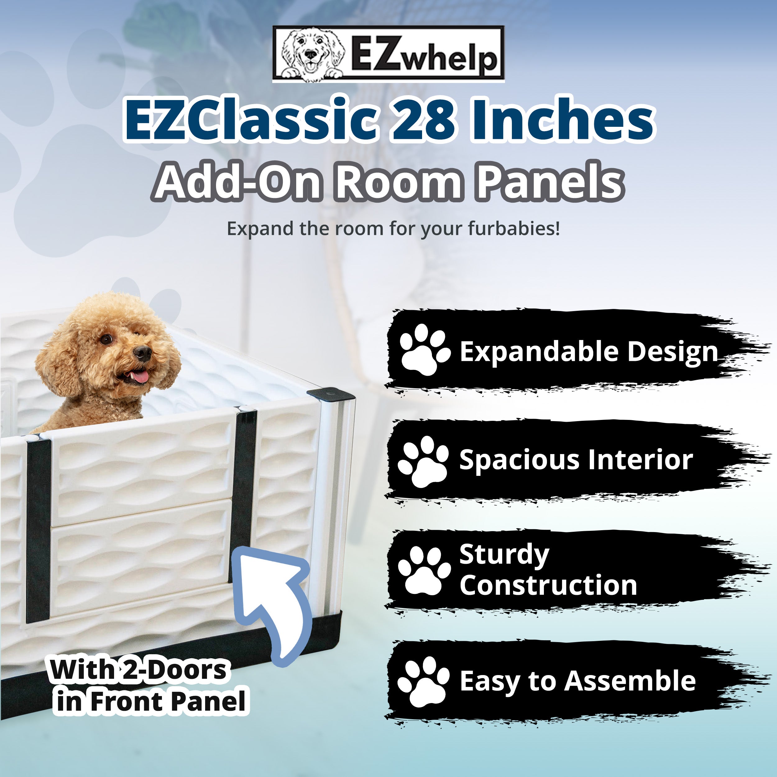 EZwhelp EZclassic 28 Inches Add On Room with Front Panel Set and Doors, White - VMInnovations
