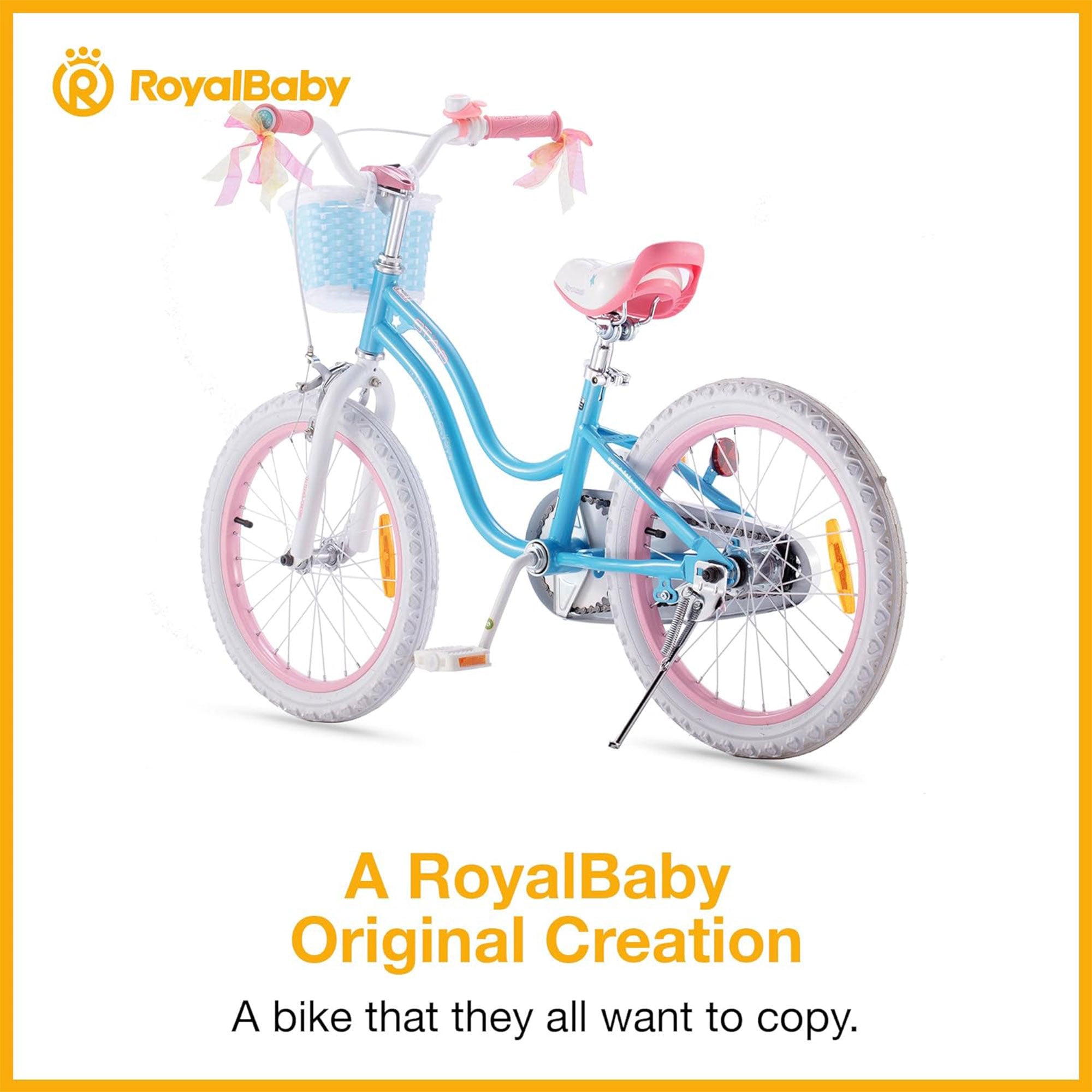 RoyalBaby Stargirl Children's Outdoor Bicycle, 18 Inch with Kickstand, Blue - VMInnovations