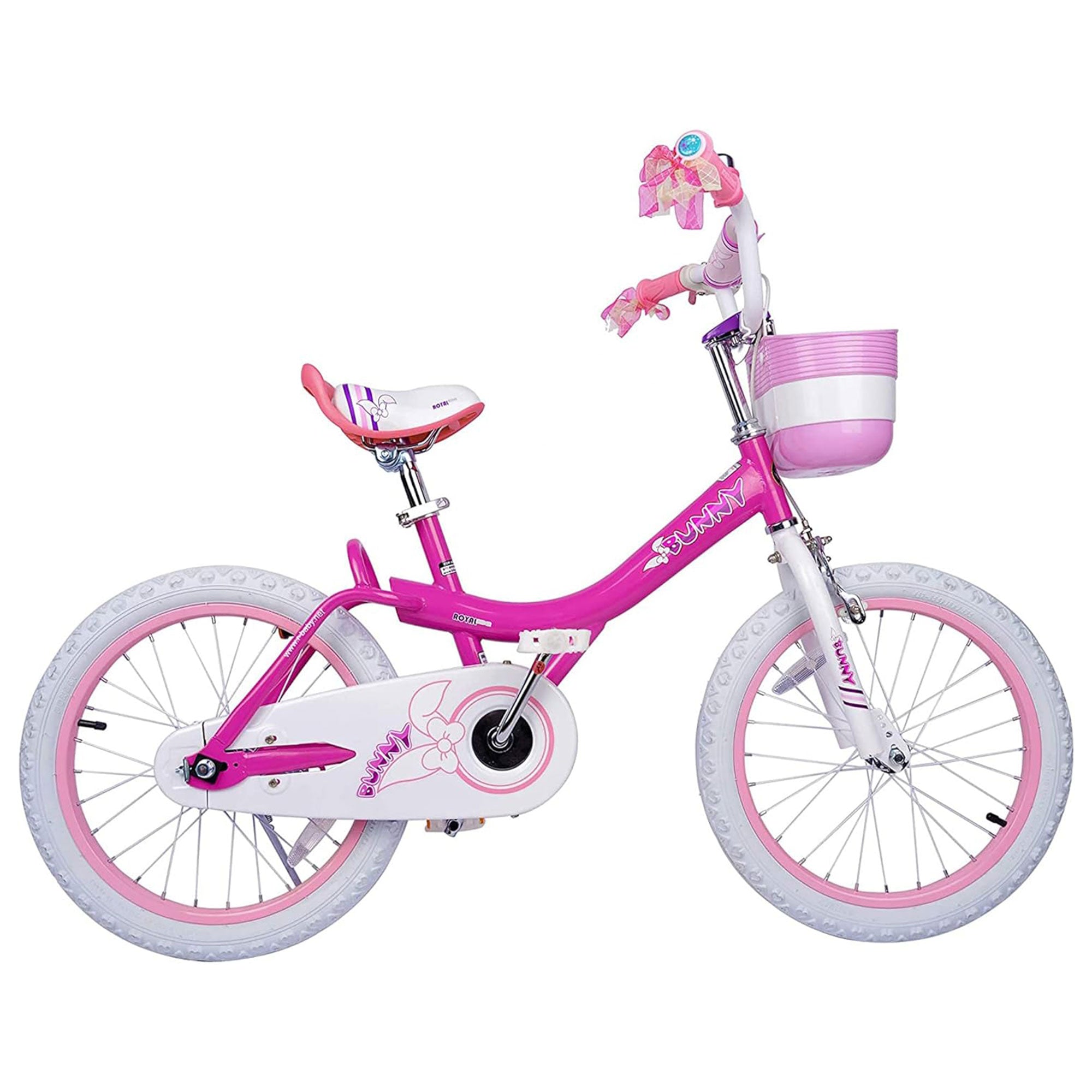 RoyalBaby Princess Girl Kids Outdoor Bicycle 18" with Kickstand, Bunny/Fuchsia (Open Box)