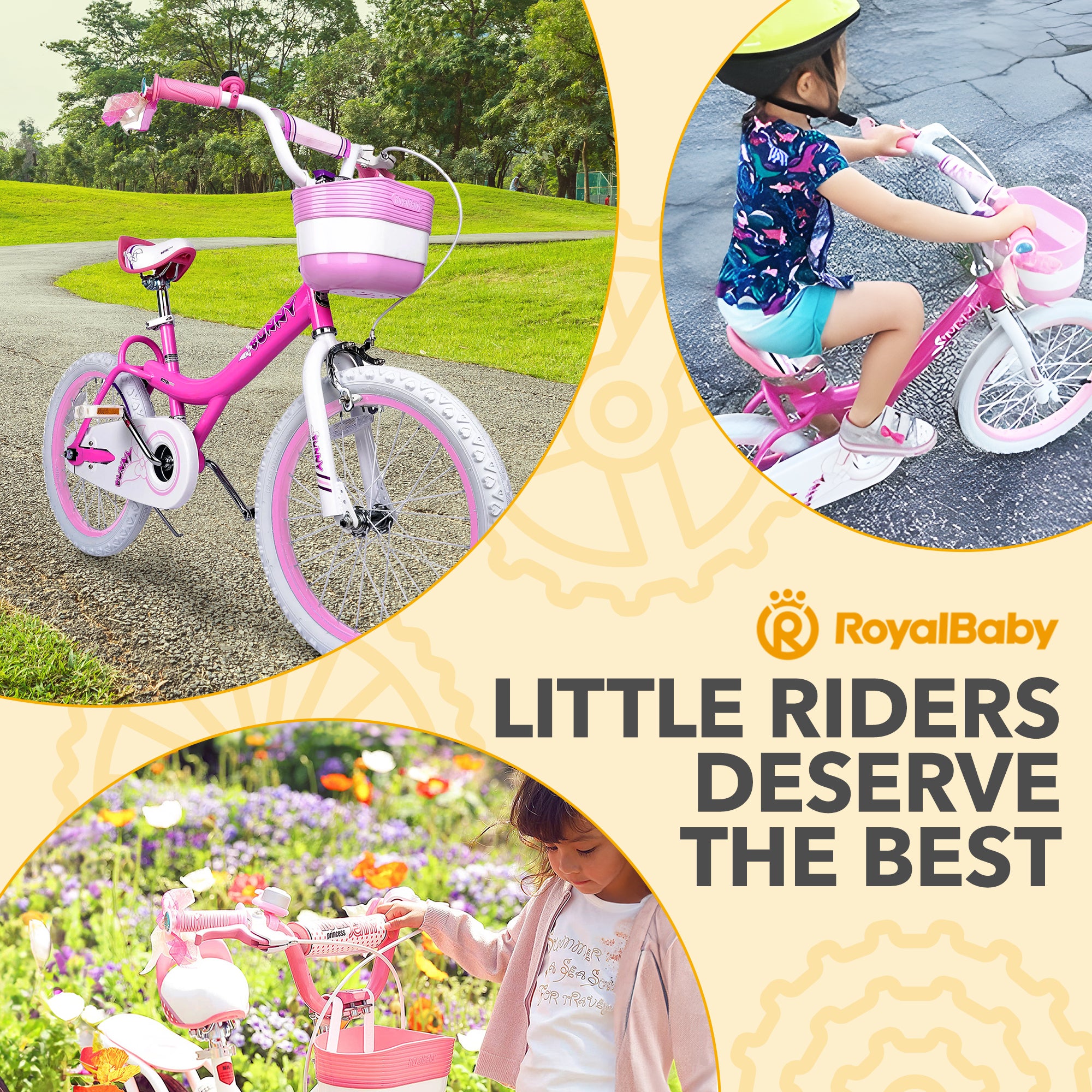 RoyalBaby Princess Girl Kids Outdoor Bicycle 18" with Kickstand, Bunny/Fuchsia (Open Box)