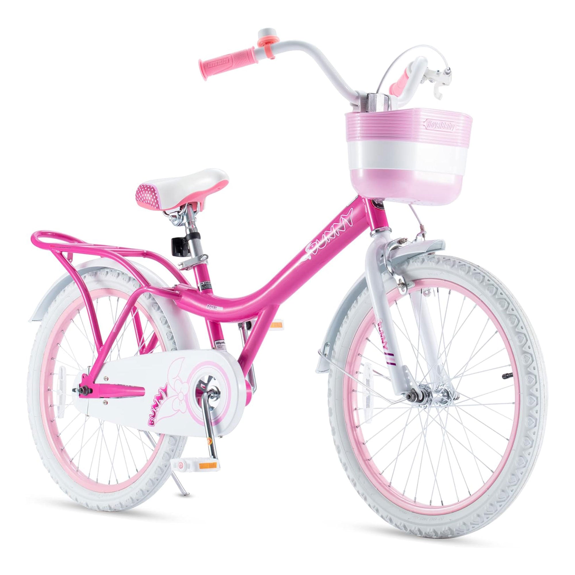 RoyalBaby Girl Kids Outdoor Bicycle 20" with Kickstand, Bunny/Fuchsia (Open Box) - VMInnovations