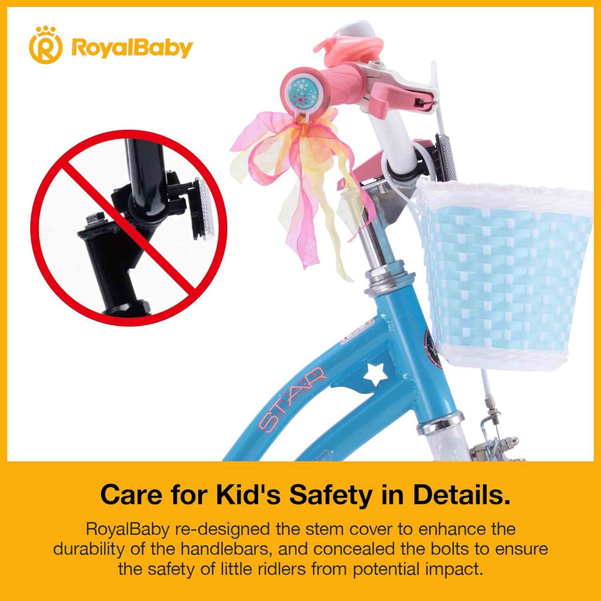 RoyalBaby Stargirl Children's Bicycle 14" w/Training Wheels, Blue (Open Box) - VMInnovations