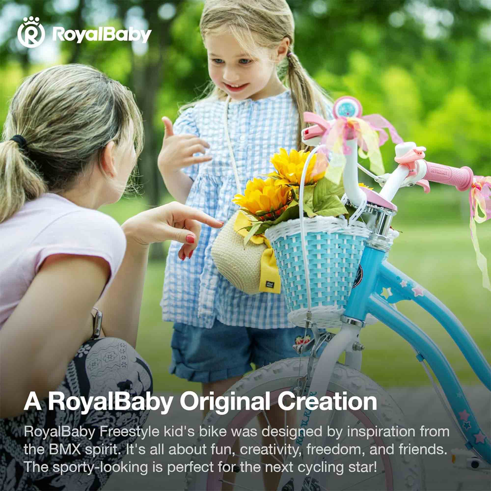 RoyalBaby Stargirl Children's Bicycle 14" w/Training Wheels, Blue (Open Box) - VMInnovations