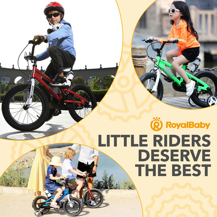 RoyalBaby Freestyle Outdoor Kid's Bicycle with Training Wheels, 12 Inch, Red - VMInnovations
