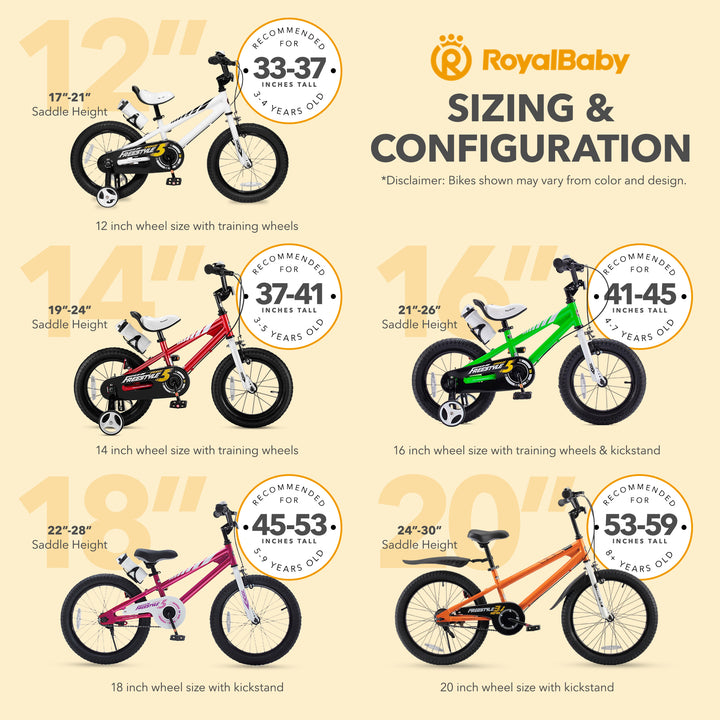 RoyalBaby Freestyle Outdoor Kid's Bicycle with Training Wheels, 12 Inch, Red - VMInnovations
