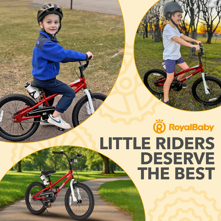 RoyalBaby Freestyle Outdoor Kid's Sporty Bicycle with Kickstand, 18 Inch, Red