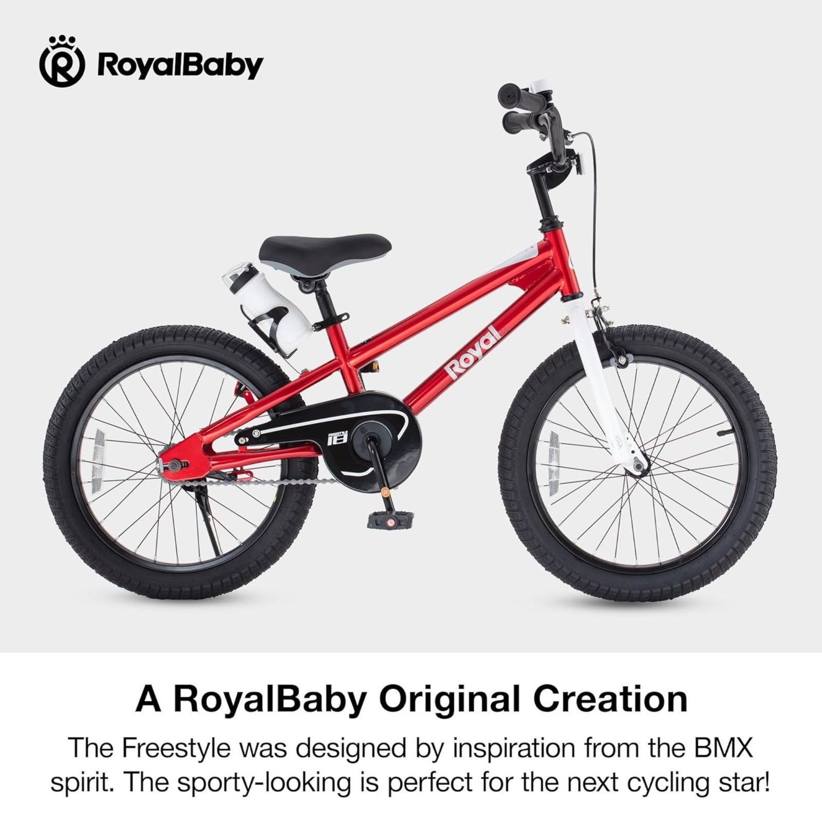 RoyalBaby Freestyle Outdoor Kid's Sporty Bicycle with Kickstand, 18 Inch, Red - VMInnovations