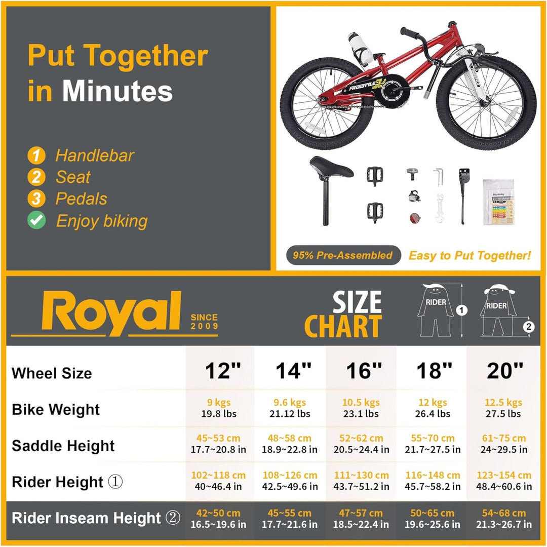 RoyalBaby Freestyle Outdoor Kid's Sporty Bicycle with Kickstand, 18 Inch, Red - VMInnovations