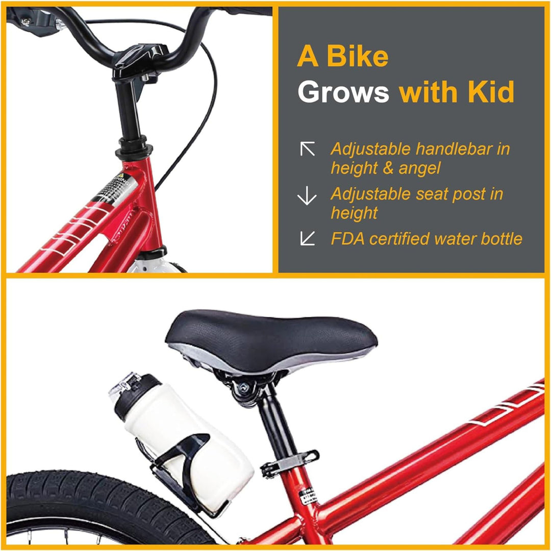 RoyalBaby Freestyle Outdoor Kid's Sporty Bicycle with Kickstand, 18 Inch, Red - VMInnovations
