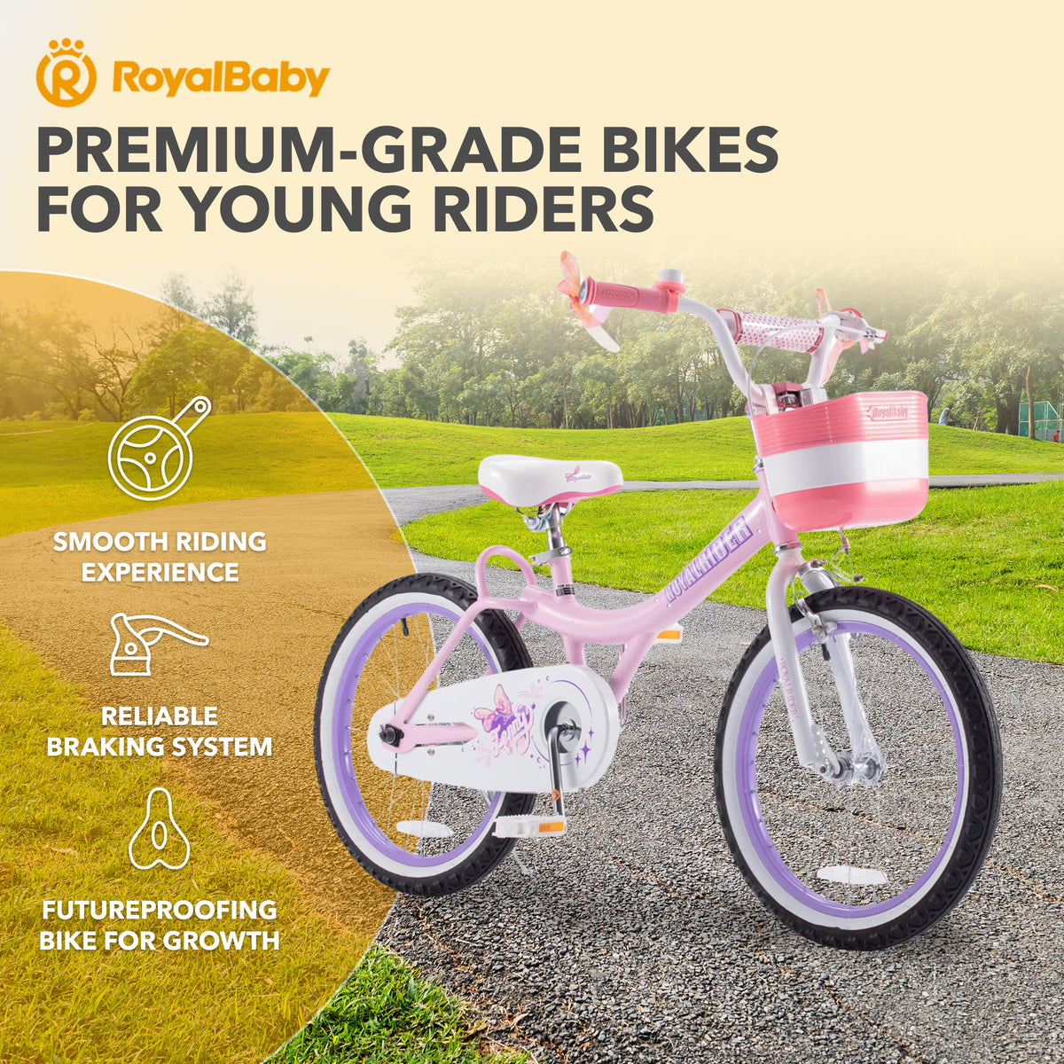 RoyalBaby Princess Bicycle 20" with Kickstand, Jenny Light Pink (Open Box)