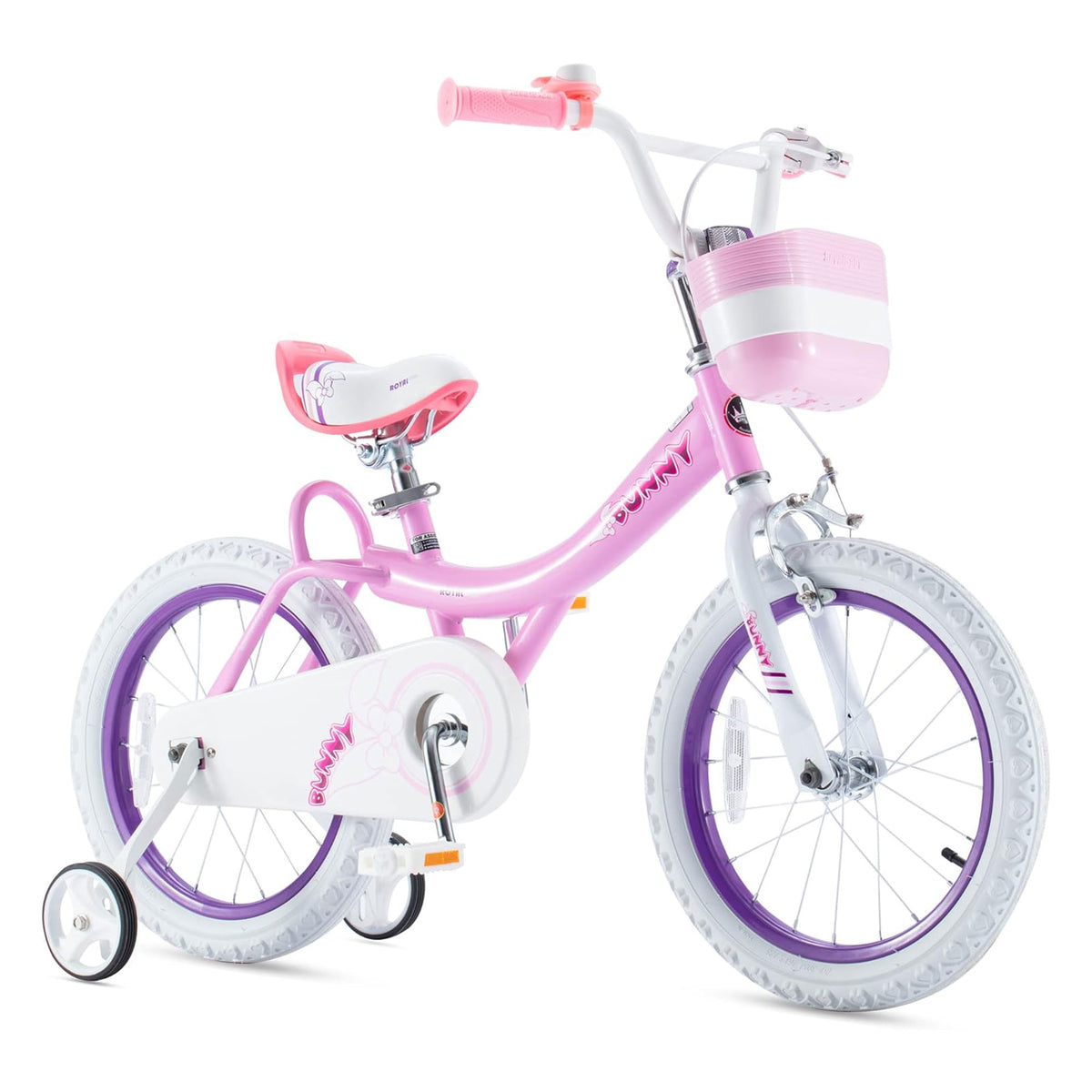 RoyalBaby Princess Girl Kids Bicycle 12" with Training Wheels, Bunny/Pink Purple