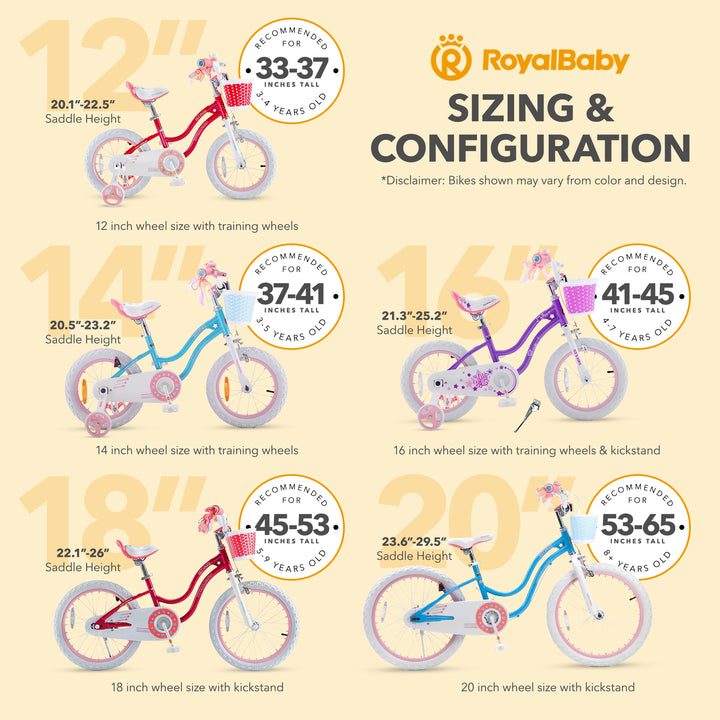 RoyalBaby Stargirl Children's Outdoor Bicycle 12 Inch with Training Wheels, Pink - VMInnovations