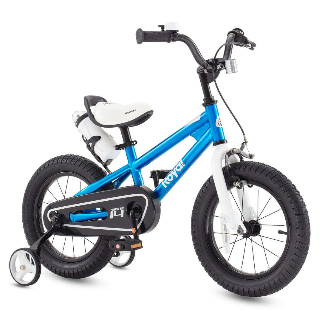 RoyalBaby Freestyle Outdoor Kid's Bicycle with Training Wheels, 16 Inch, Blue - VMInnovations