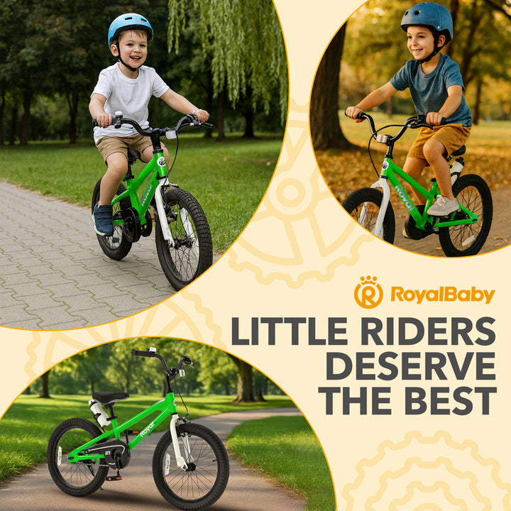 RoyalBaby Freestyle Outdoor Kid's Sporty Bicycle with Kickstand, 18 Inch, Green