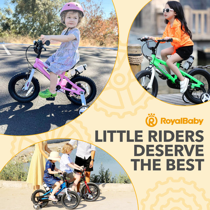 RoyalBaby Freestyle Outdoor Kid's Bicycle with Training Wheels, 12 Inch, Pink - VMInnovations