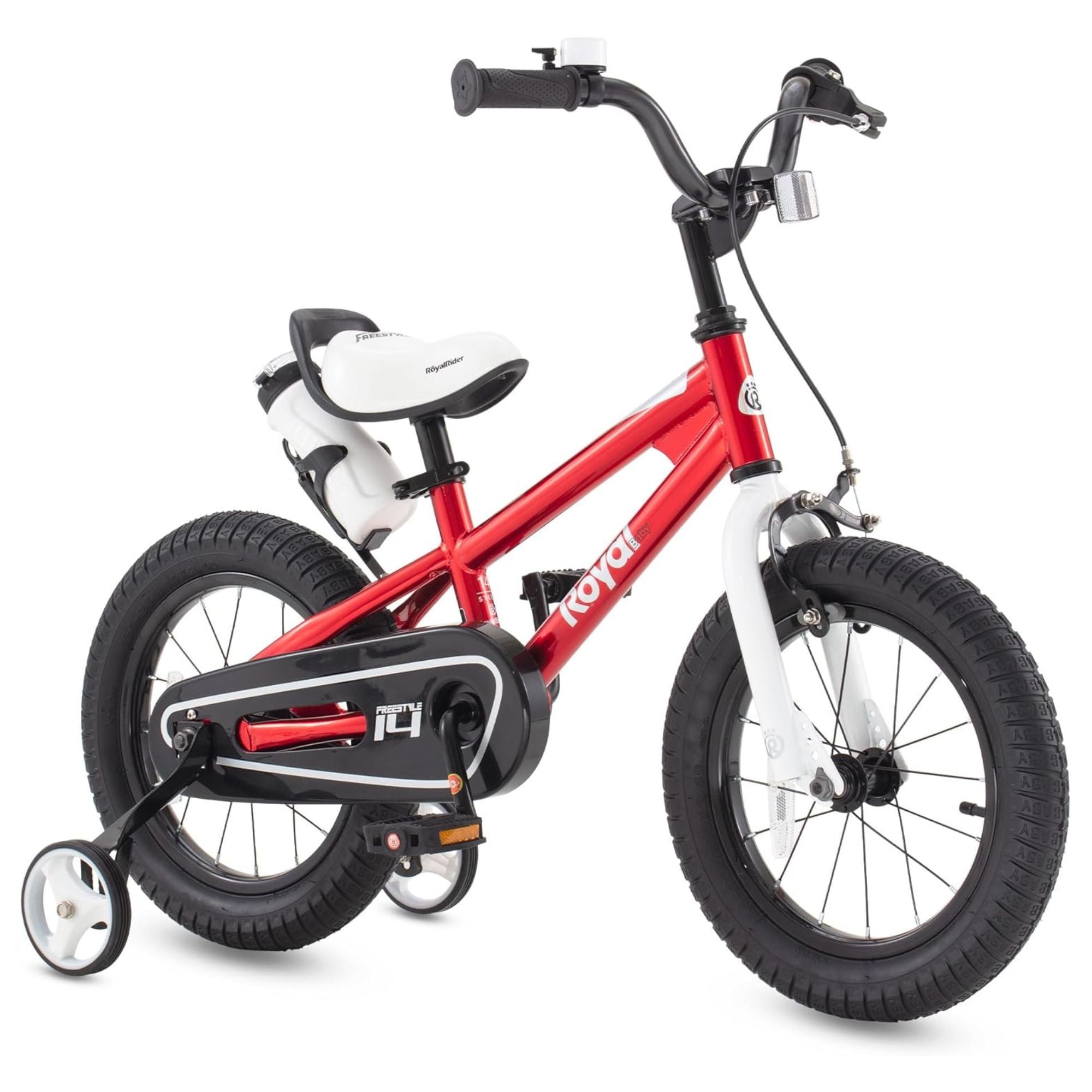 RoyalBaby Freestyle Outdoor Kid's Bicycle with Training Wheels, 16 Inch, Red - VMInnovations