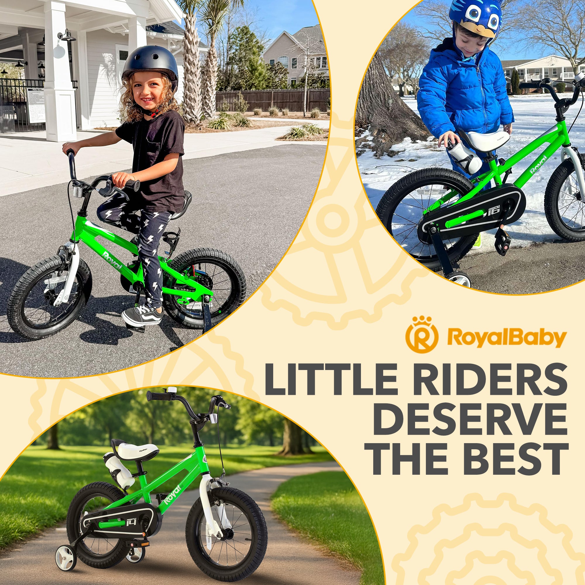 RoyalBaby Freestyle Outdoor Kid's Bicycle with Training Wheels, 16 Inch, Green - VMInnovations
