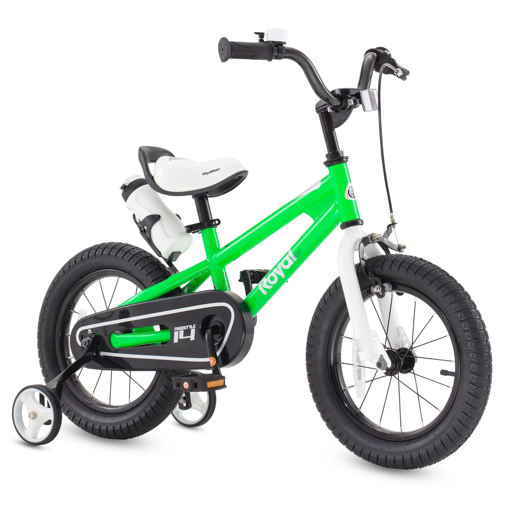 RoyalBaby Freestyle Outdoor Kid's Bicycle with Training Wheels, 16 Inch, Green - VMInnovations