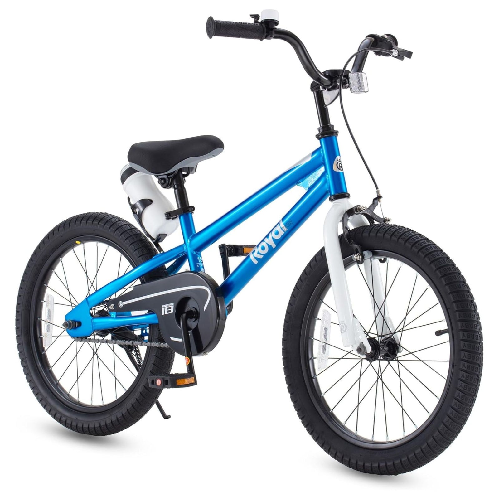 RoyalBaby Freestyle Outdoor Kid's Sporty Bicycle with Kickstand, 18 Inch, Blue - VMInnovations