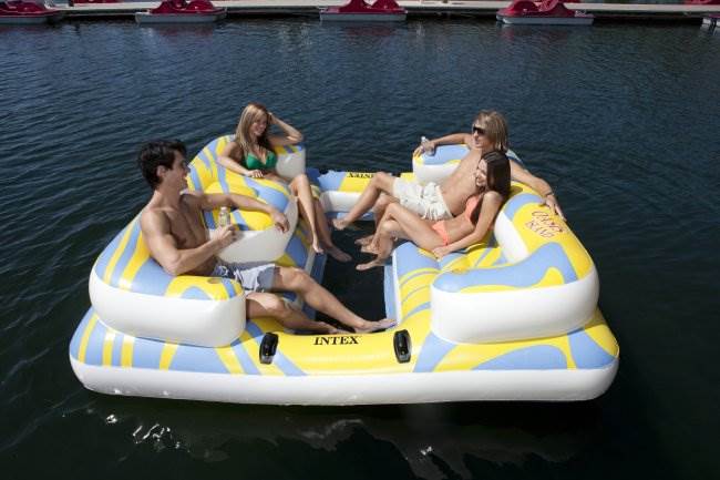 INTEX Oasis Island Inflatable Seated Floating Water Lounge River Raft - Open Box