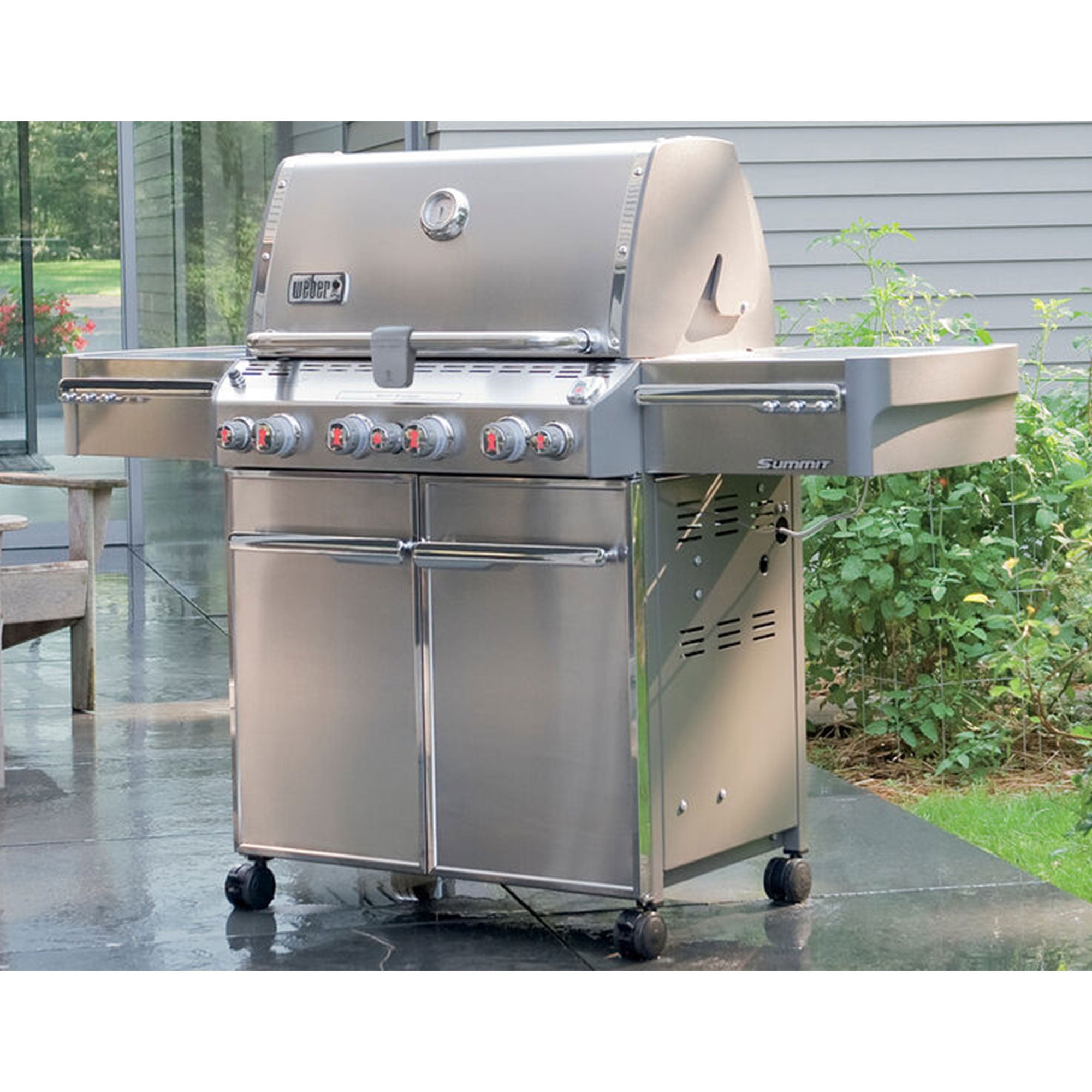 Weber Summit S-470 Steel 4 Burner 48,800 BTU Natural Gas Grill with Smoker Box - VMInnovations