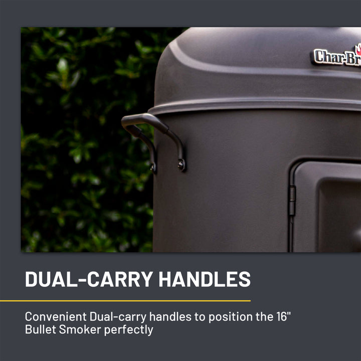 Char-Broil 16 Inch Alloy Steel Cylinder Bullet Smoker with Dual Carry Handles - VMInnovations