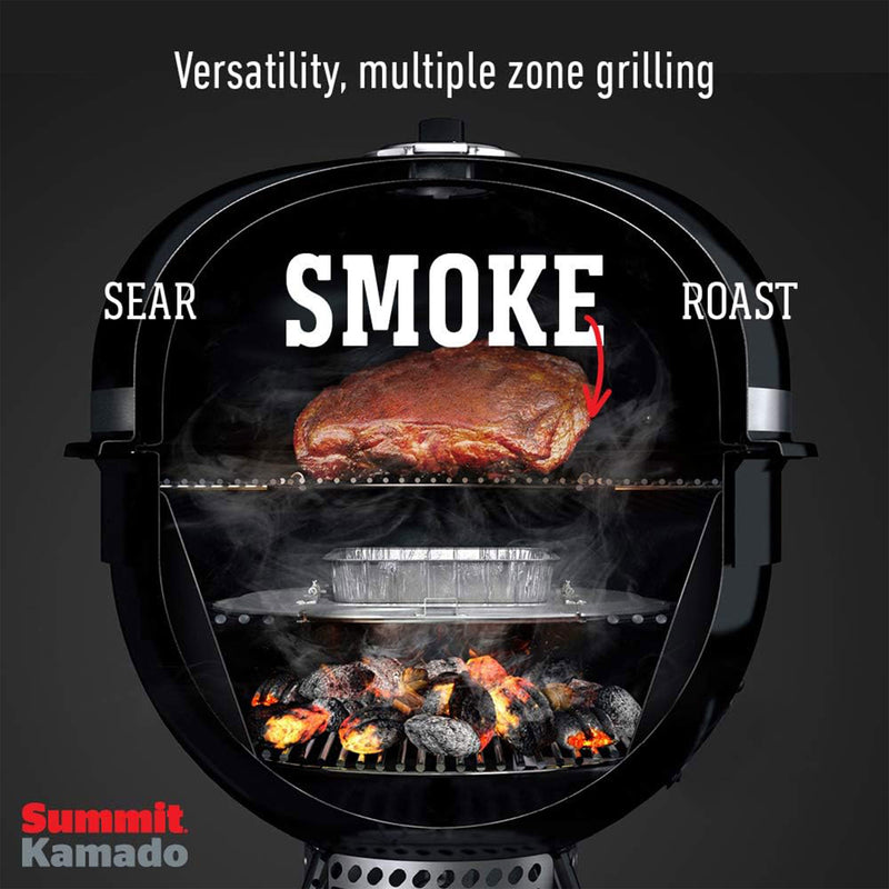 Weber Summit Kamado E6 Charcoal Grill w/Built In Stainless Steel Lid, Black