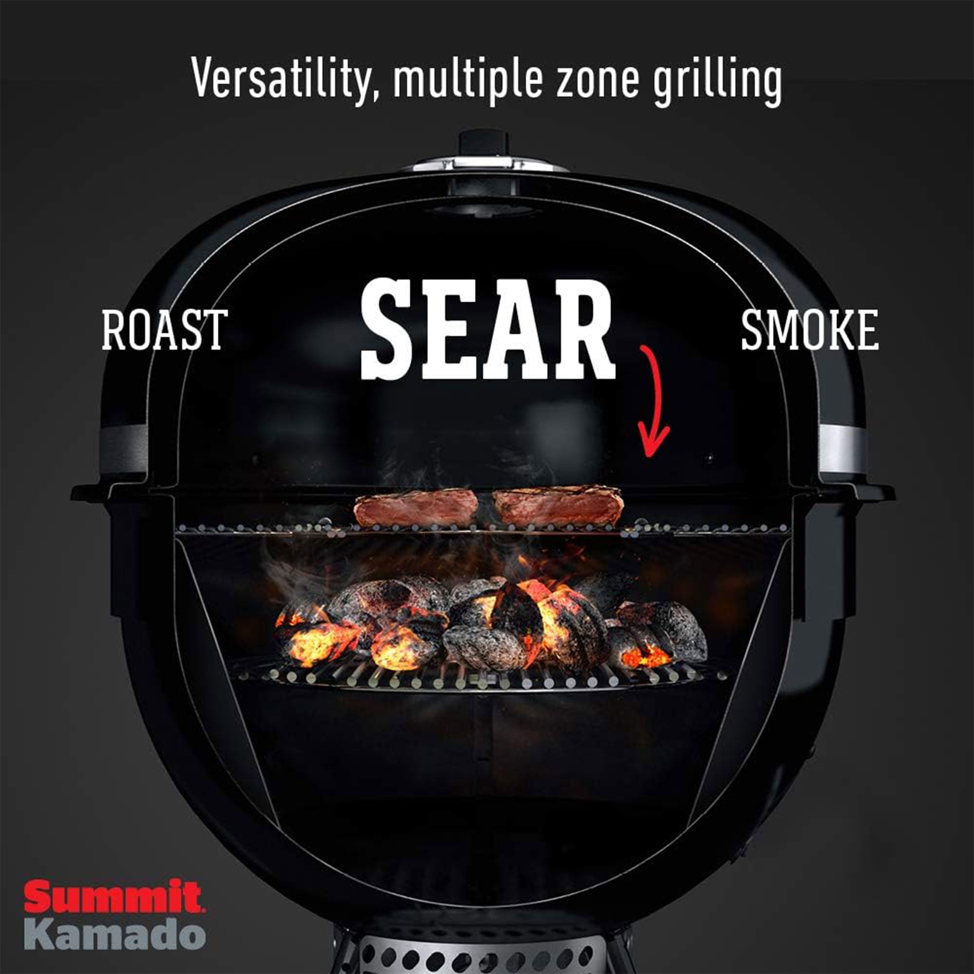 Weber Summit Kamado E6 Charcoal Grill w/Built In Stainless Steel Lid, Black - VMInnovations