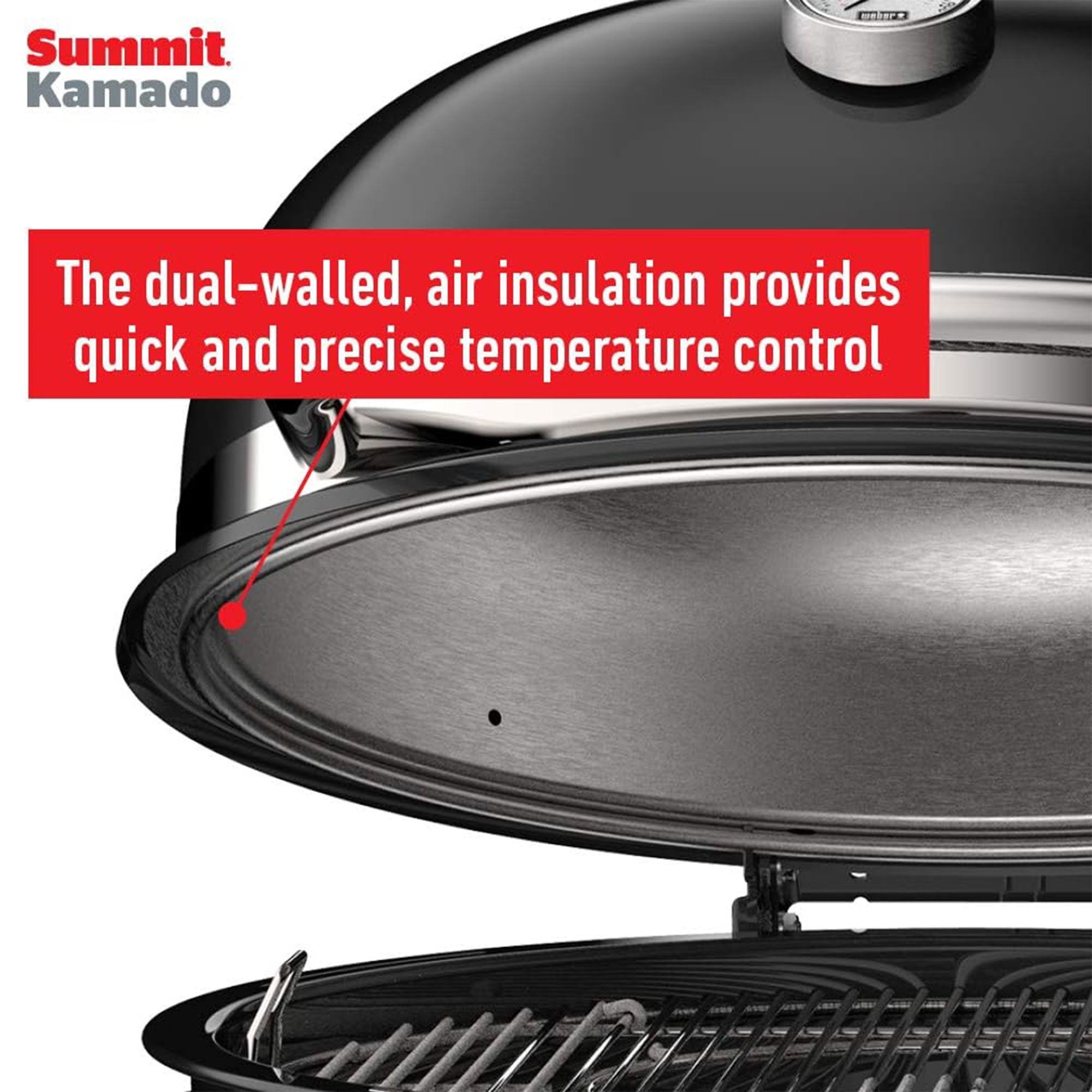 Weber Summit Kamado E6 Charcoal Grill w/Built In Stainless Steel Lid, Black - VMInnovations