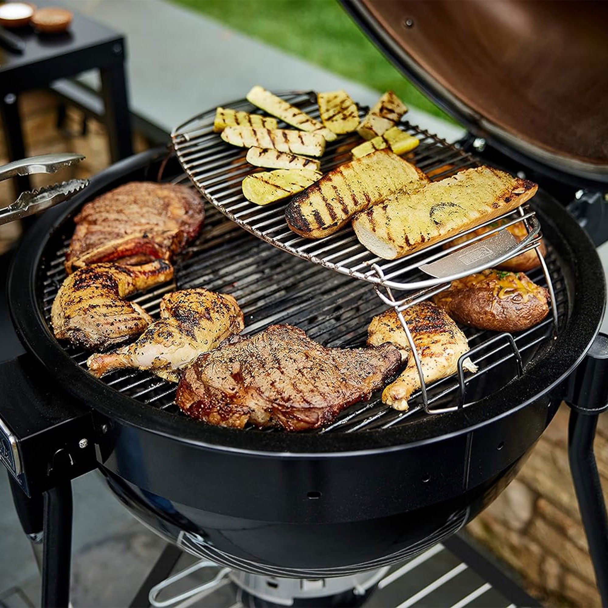 Weber Summit Kamado E6 Charcoal Grill w/Built In Stainless Steel Lid, Black - VMInnovations