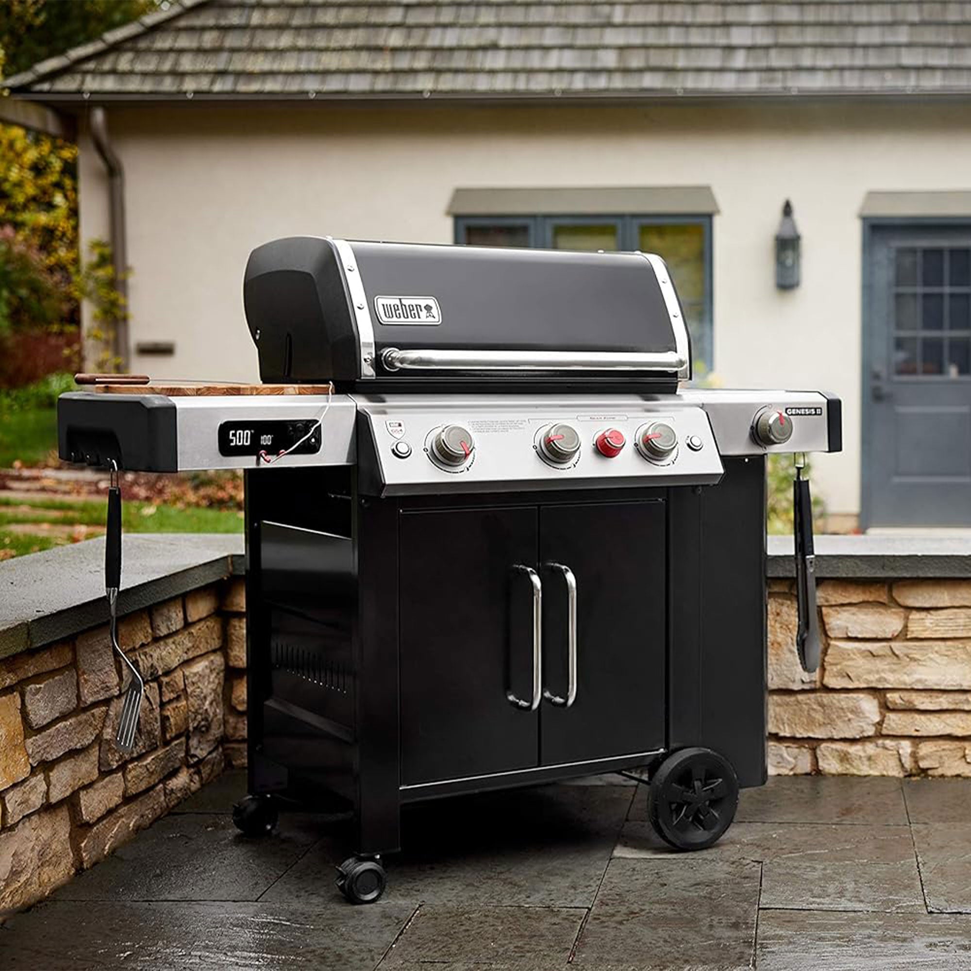 Weber Genesis EX-335 Outdoor Stainless Steel 3 Burner Natural Gas Grill, Black - VMInnovations