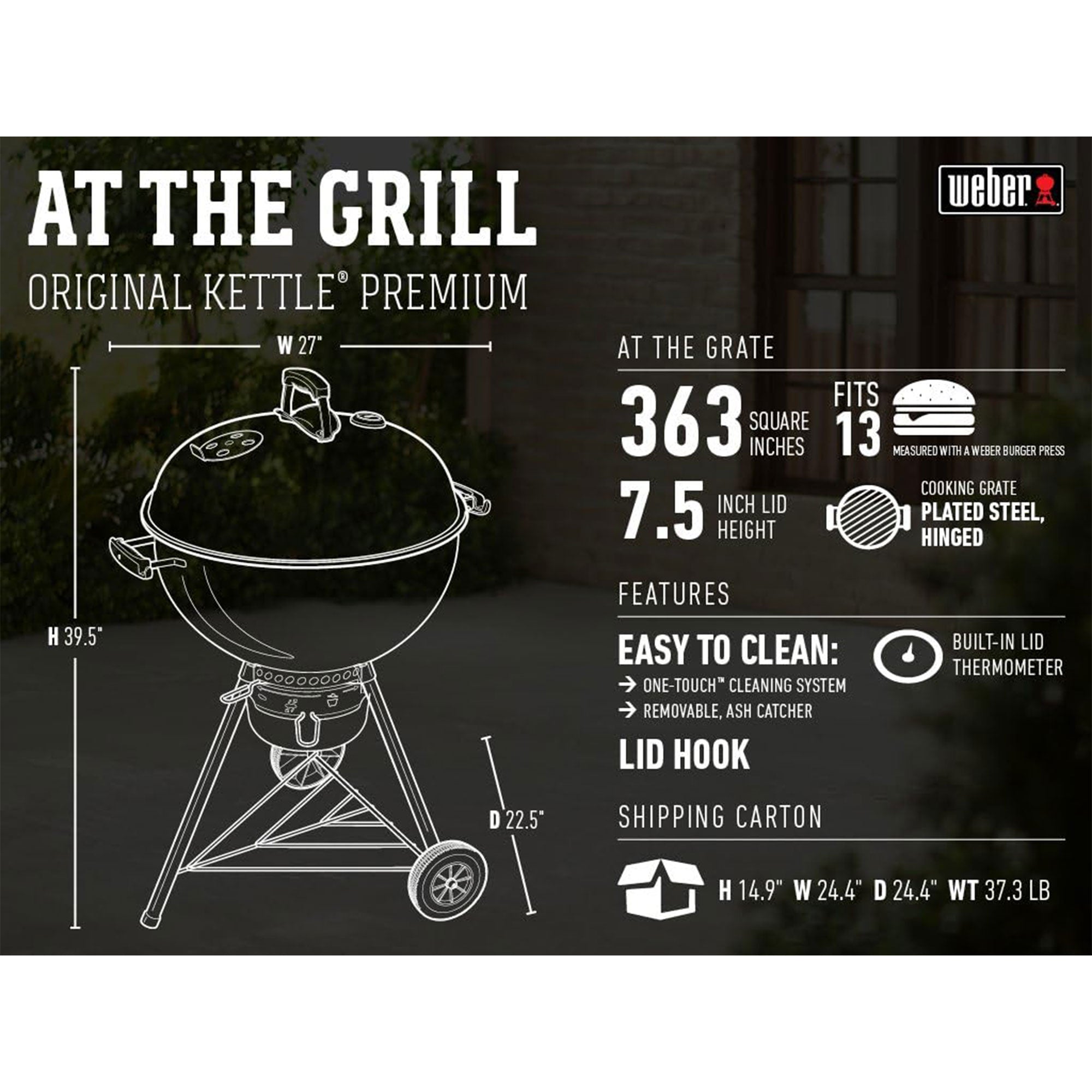 Weber Original 22 Inch Premium Charcoal Grill w/Superior Heat Retention, Copper - VMInnovations