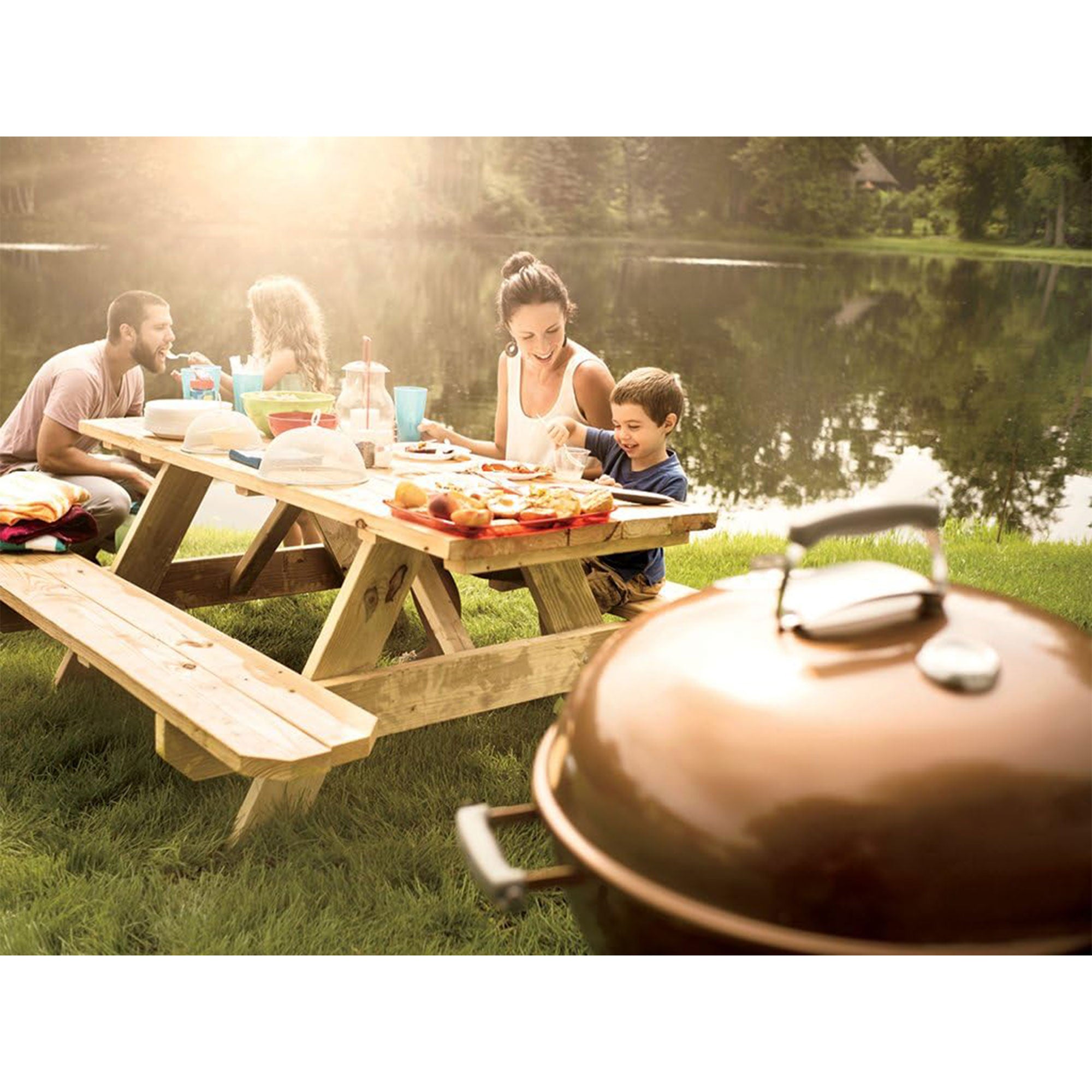 Weber Original 22 Inch Premium Charcoal Grill w/Superior Heat Retention, Copper - VMInnovations
